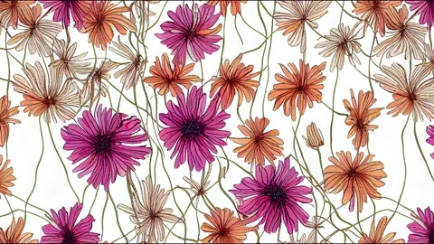 Scattered wild flowers animation for textile print spring floral Stock Footage 220115411