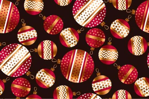 Scattered xmas baubles seamless pattern. Stock Illustration