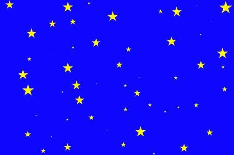 Scattered yellow star pattern on vivid blue background evoking a whimsical night 스톡 일러스트