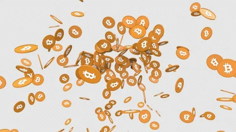 Scattering of bitcoins - 3d render with alpha channel. Stock Footage 252028187