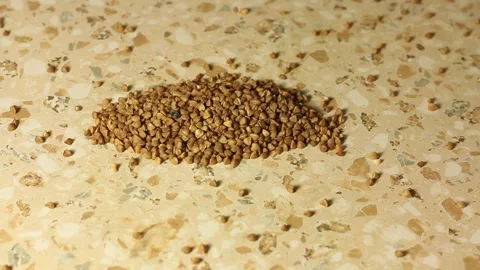 A scattering of buckwheat groats on the table. Stock Footage 151016913