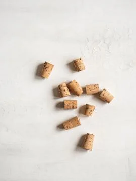 Scattering of corks on a light background Stock Photos