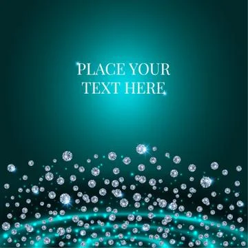 Scattering Of Diamonds On Aqua Background. Stock-Illustration