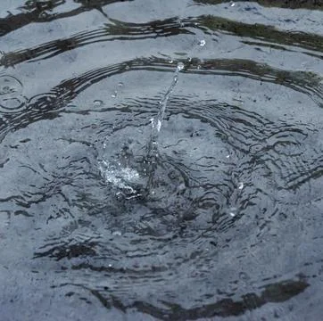 A scattering drop of rain, splashes in the rays Stock Photos