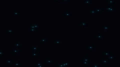 A scattering of glowing blue light points against a deep black background Video stock 335118053