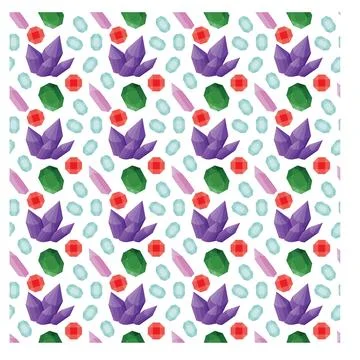 A scattering of precious stones. Multi-colored crystals, gems. Seamless pattern Stock Illustration