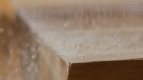 Scattering rice on kitchen table macro shot Stock-Footage 128493785