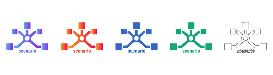 Scenario Flowchart Icons Set Illustration