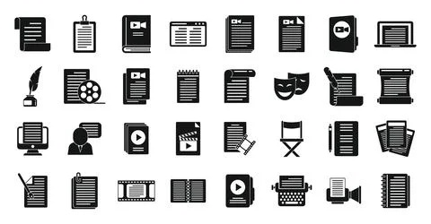 Scenario icons set simple . Event fabrications Stock Illustration