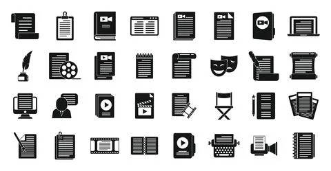 Scenario icons set simple vector. Event fabrications Stockillustratie