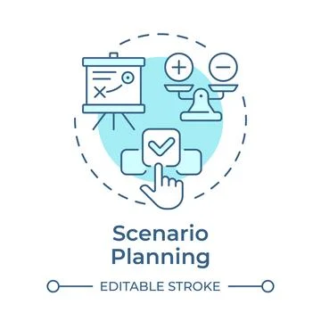 Scenario planning soft blue concept icon Stock Illustration
