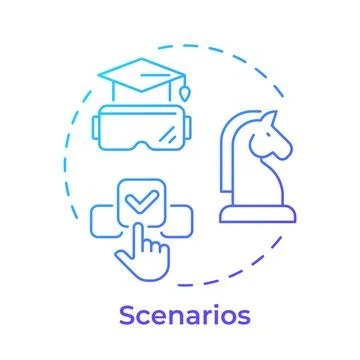 Scenarios blue gradient concept icon Stock Illustration