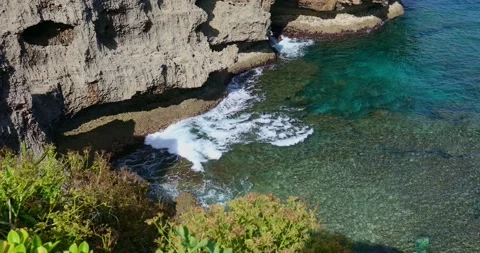 Scenary of the Manzamo coastline Stock Footage 332326461