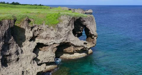 Scenary of the Manzamo coastline Stock Footage 332326463