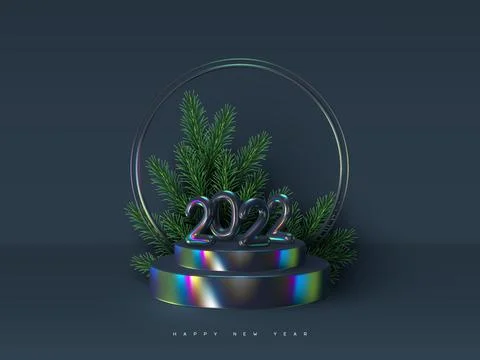 Scene with 3d iridescent numbers. Stock Illustration