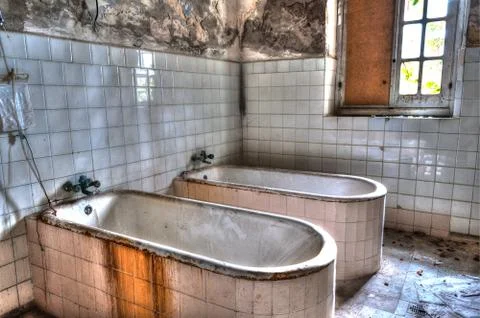 Scene of abandoned asylum Stock Photos