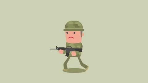 Scene - Animated army loop walking Stock Footage 261243274