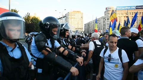 Scene from the antigovernment protests in Bucharest Video stock 93650706