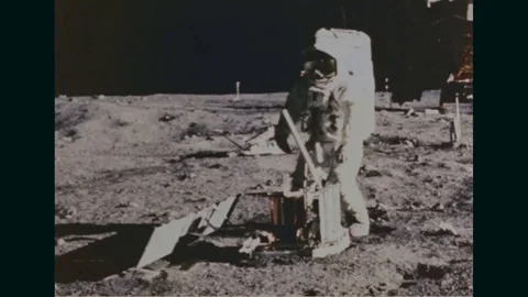 Scene of the astronaut's movement in space, samples being experimented - 1969 Stock Footage 104334858