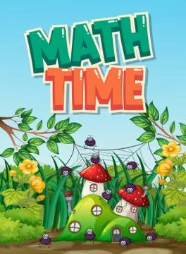 Scene background design with word math time in the garden イラスト素材