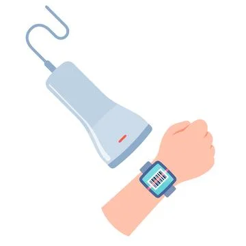 Scene of barcode payment payment using smart watch Stock Illustration