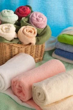 Scene with bath towels Stock Photos