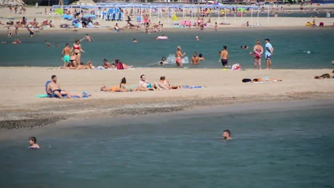 A scene from beach during summer day in Cambrils, Spain. Video stock 152701281