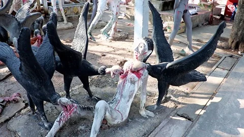 A scene from Buddhist hell. Torture of sinful people. Stock Footage 87544088