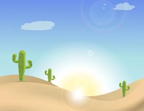 Scene of a cactus in the desert Stock Illustration