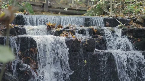 Scene of cascade waterfalls on mountain river with pure clear elocogical wate Video stock 248646400