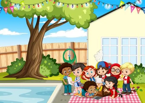 Scene with children in the park Ilustración de archivo