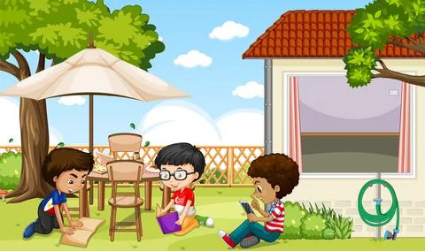 Scene with children in the park Ilustración de archivo