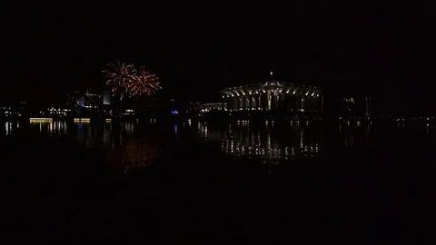 Scene of colorful firework during midnight at Putrajaya city Stock Footage 84064346