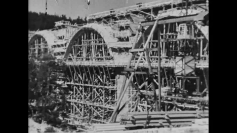 Scene of construction of highway and flyover - 1936 Stock Footage 104335367