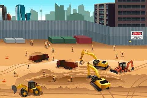Scene in a construction site Stock Illustration