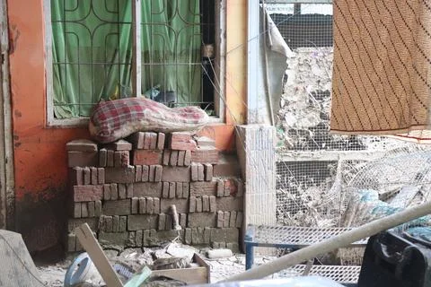 Scene of Devastation After a Flood Hits a Home Foto stock