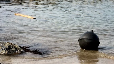 A scene of drifting debris on the sea Stock Footage 335193815