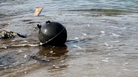 A scene of drifting debris at sea. Stock Footage 335194629