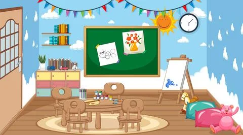 Scene with empty classroom Stock Illustration