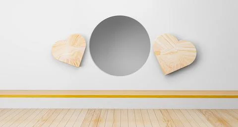Scene empty room with circle and heart wood ideas. japanese room interior. イラスト素材