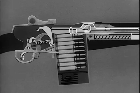 Scene of extractor process of the bullets in M14 rifle - 1960 Stock Footage 108042725