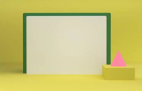 Scene with geometrical forms, minimal abstract  background,3D render Stock Illustration