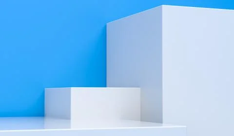 Scene with geometrical forms, minimal abstract  background,3D render Stock Illustration