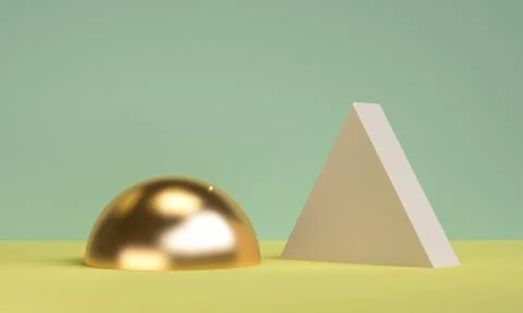 Scene with geometrical forms, minimal abstract  background,3D render Stock Illustration