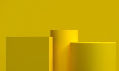Scene with geometrical forms, minimal abstract  background,3D render Stock Illustration