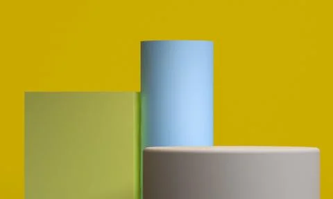 Scene with geometrical forms, minimal abstract  background,3D render Stock-Illustration