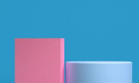 Scene with geometrical forms, minimal abstract  background,3D render Stock Illustration