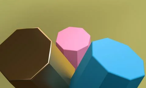 Scene with geometrical forms, minimal abstract  background,3D render Stock Illustration