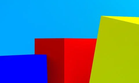 Scene with geometrical forms, minimal abstract  background,3D render Stock Illustration