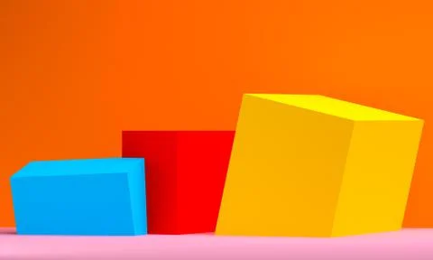 Scene with geometrical forms, minimal abstract  background,3D render Stock Illustration